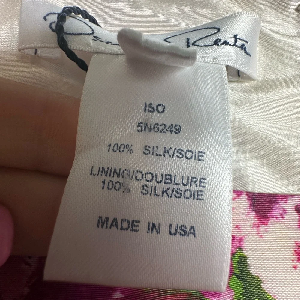 Oscar de la Renta Silk Floral Party Poplin Fit & Flare  Cocktail Midi Dress Sz 8 - Picture 13 of 16